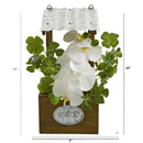 14” Phalaenopsis Orchid Artificial Plant in Tin Roof Planter