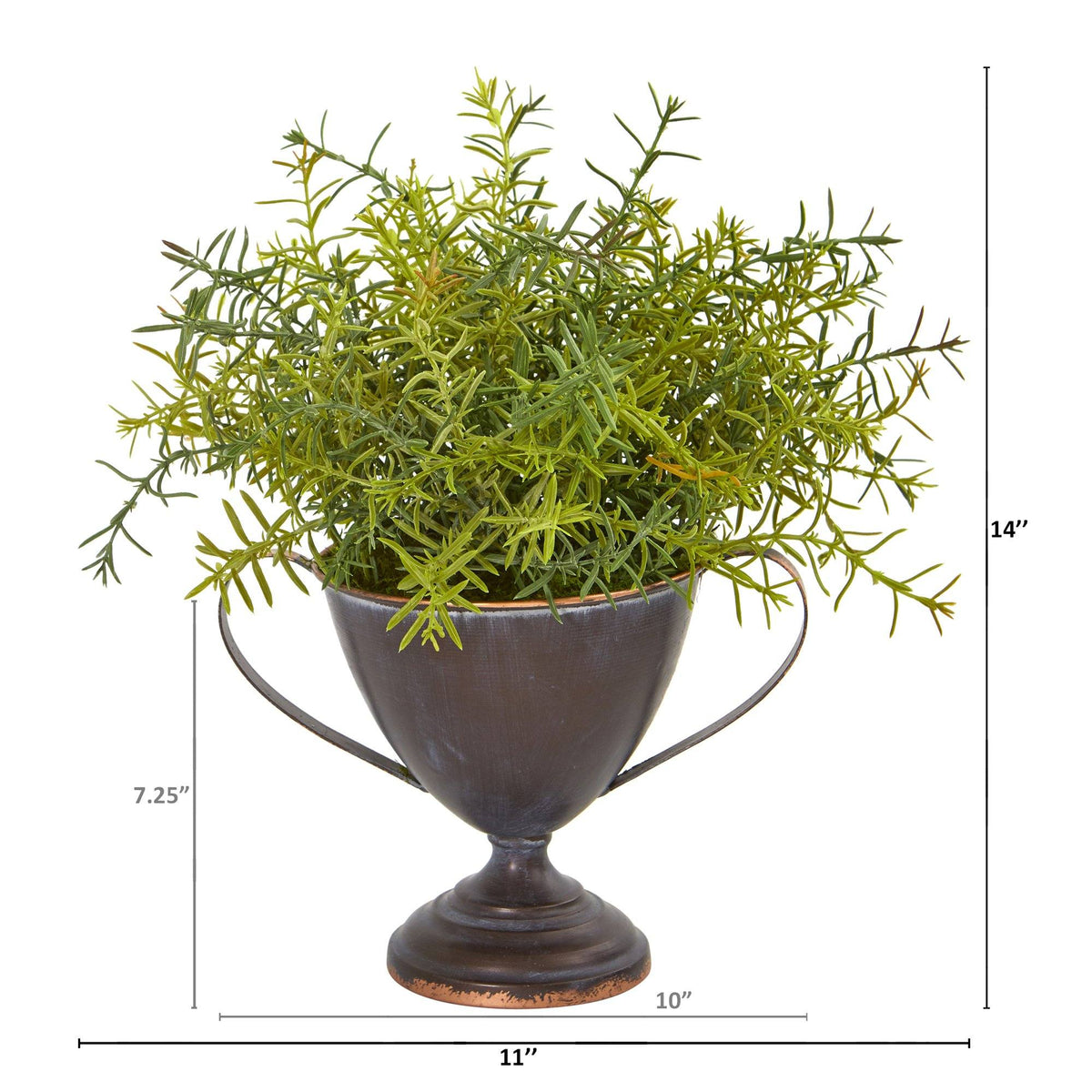 14” Rosemary Artificial Plant in Metal Goblet, photo 2 of 2