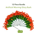 14" UV Resistant Artificial Morning Glory Bush (Indoor/Outdoor) - Set of 12