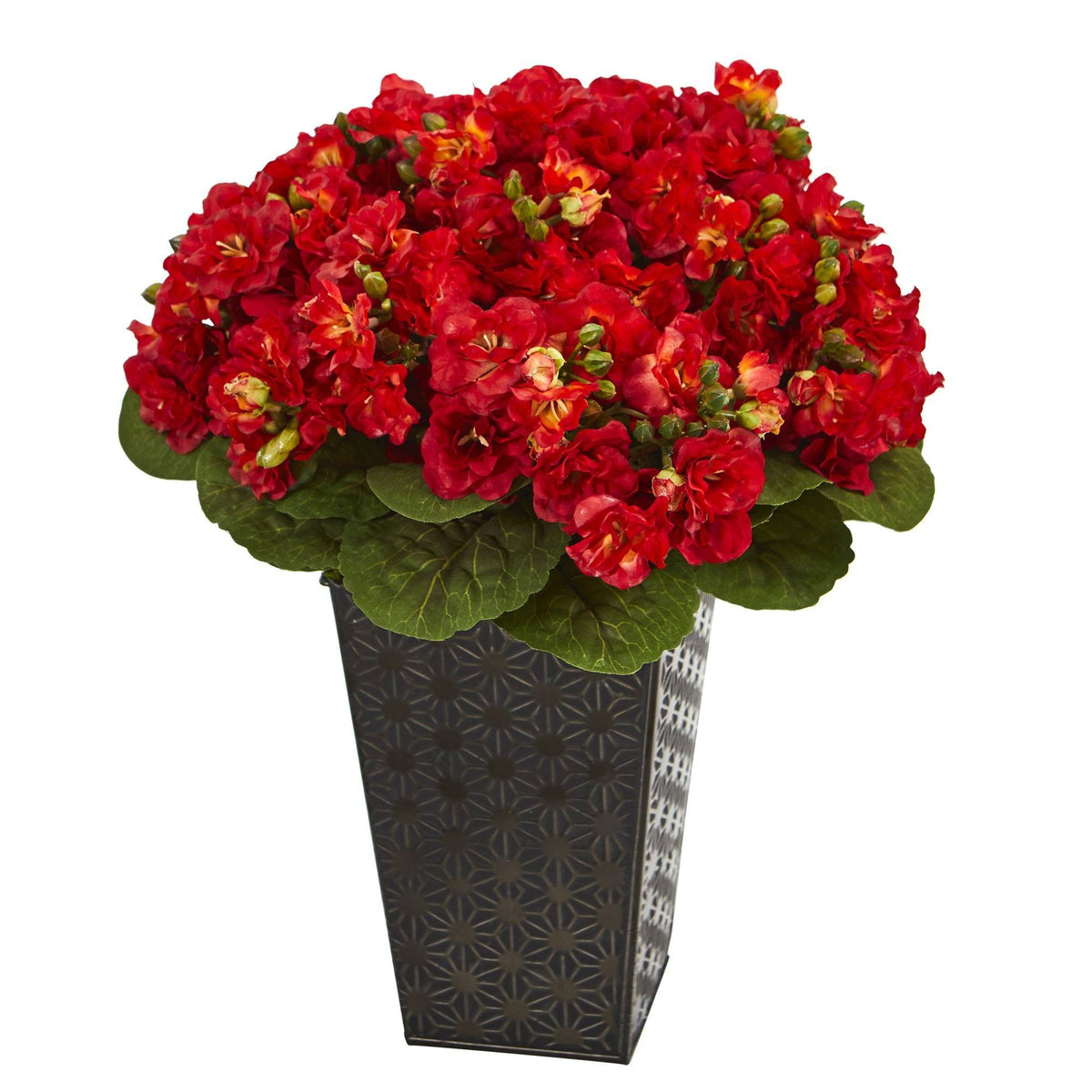 14” Violet Artificial Plant in Black Embossed Tin Planter, photo 2 of 2