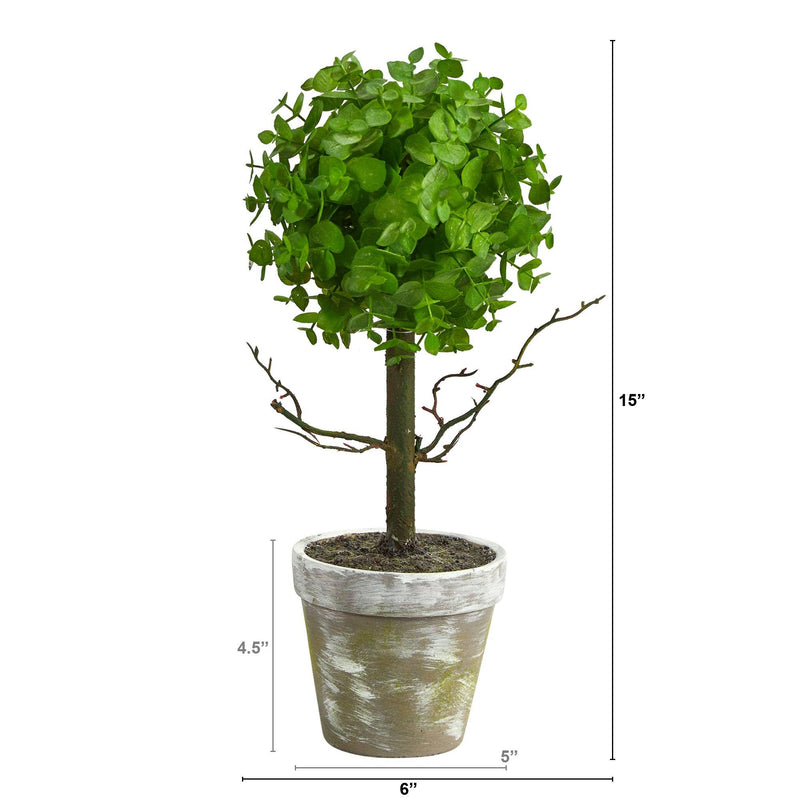 15” Eucalyptus Topiary Artificial Tree, photo 2 of 4