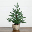 1.5' Pre-Lit Artificial Mini Christmas Tree in Basket with 20 Warm White LED Lights