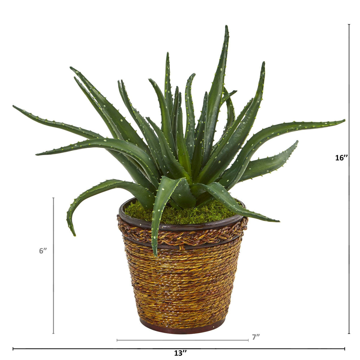 16” Aloe Artificial Plant in Basket, photo 2 of 2
