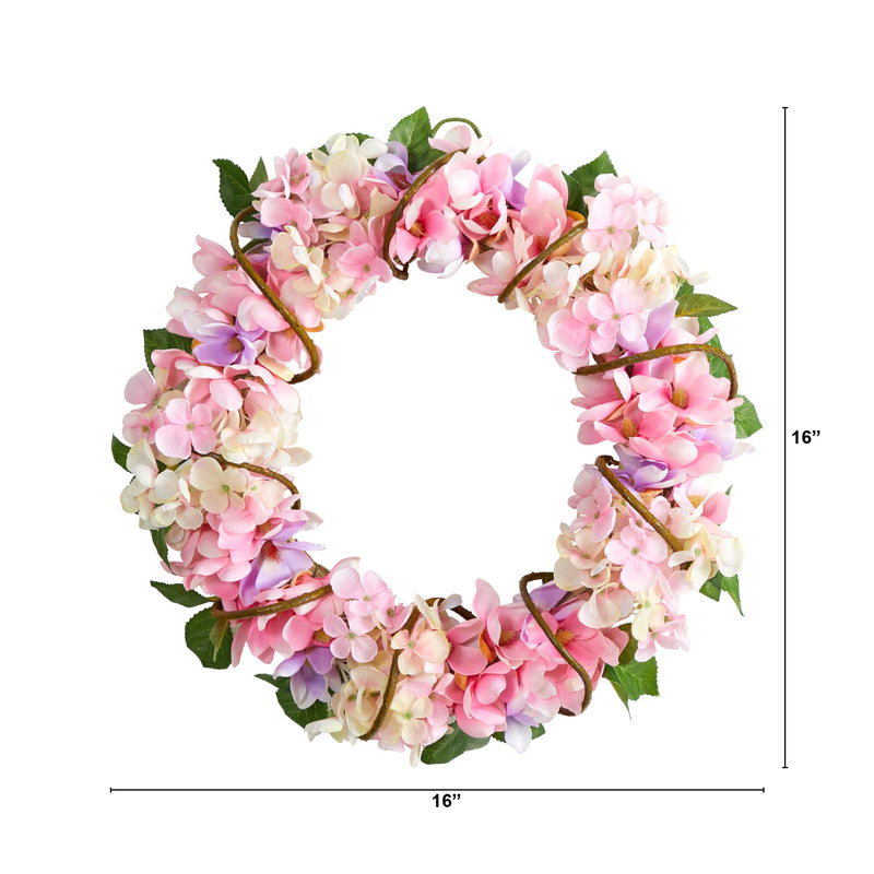 16” Hydrangea Artificial Wreath, photo 4 of 4