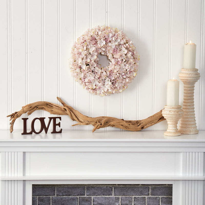 16” Hydrangea Artificial Wreath Pink & White Shades, photo 4 of 4