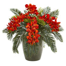 16” Phalaenopsis Orchid and Cycas Plant in Planter