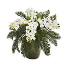 16” Phalaenopsis Orchid and Cycas Plant in Planter