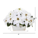 16” Poinsettia Artificial Arrangement in White Wash Planter
