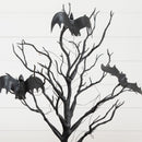 16” Pre-Lit Artificial Halloween Black Spooky Twig Tree with Bats and 20 Orange & Purple LED Lights