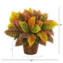 17” Garden Croton Artificial Plant in Basket (Real Touch)