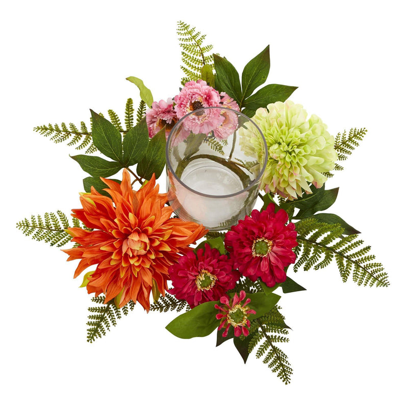 17” Mixed Floral & Dahlia Candelabrum, photo 3 of 3