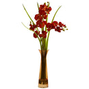 18" Artificial Mini Phalaenopsis In Colored Vases (Set of 4)"