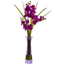 18" Artificial Mini Phalaenopsis In Colored Vases (Set of 4)"