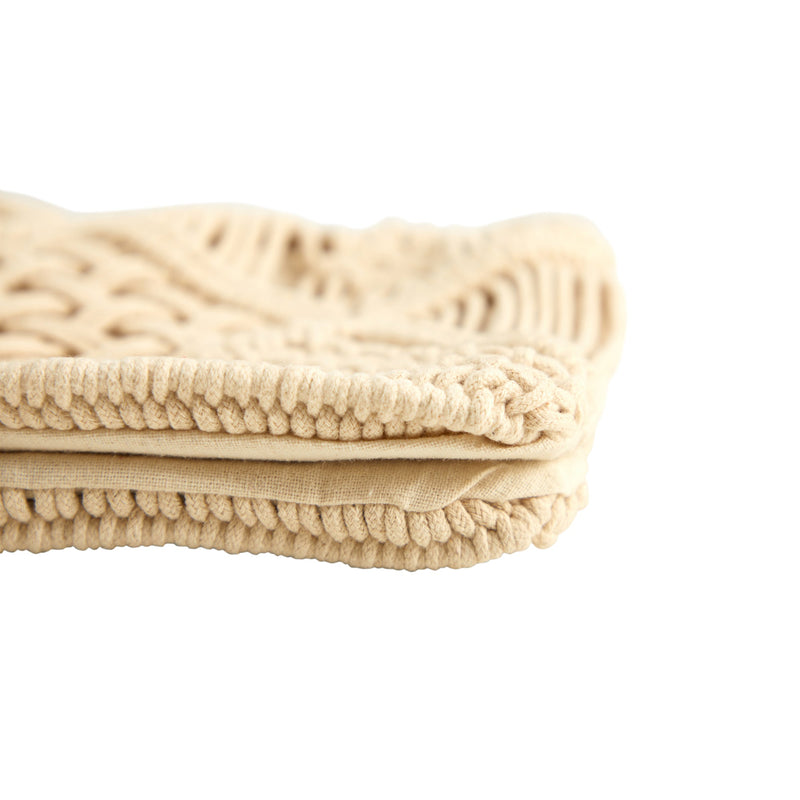 18” Boho Cross Woven Macrame Decorative Pillow Cover