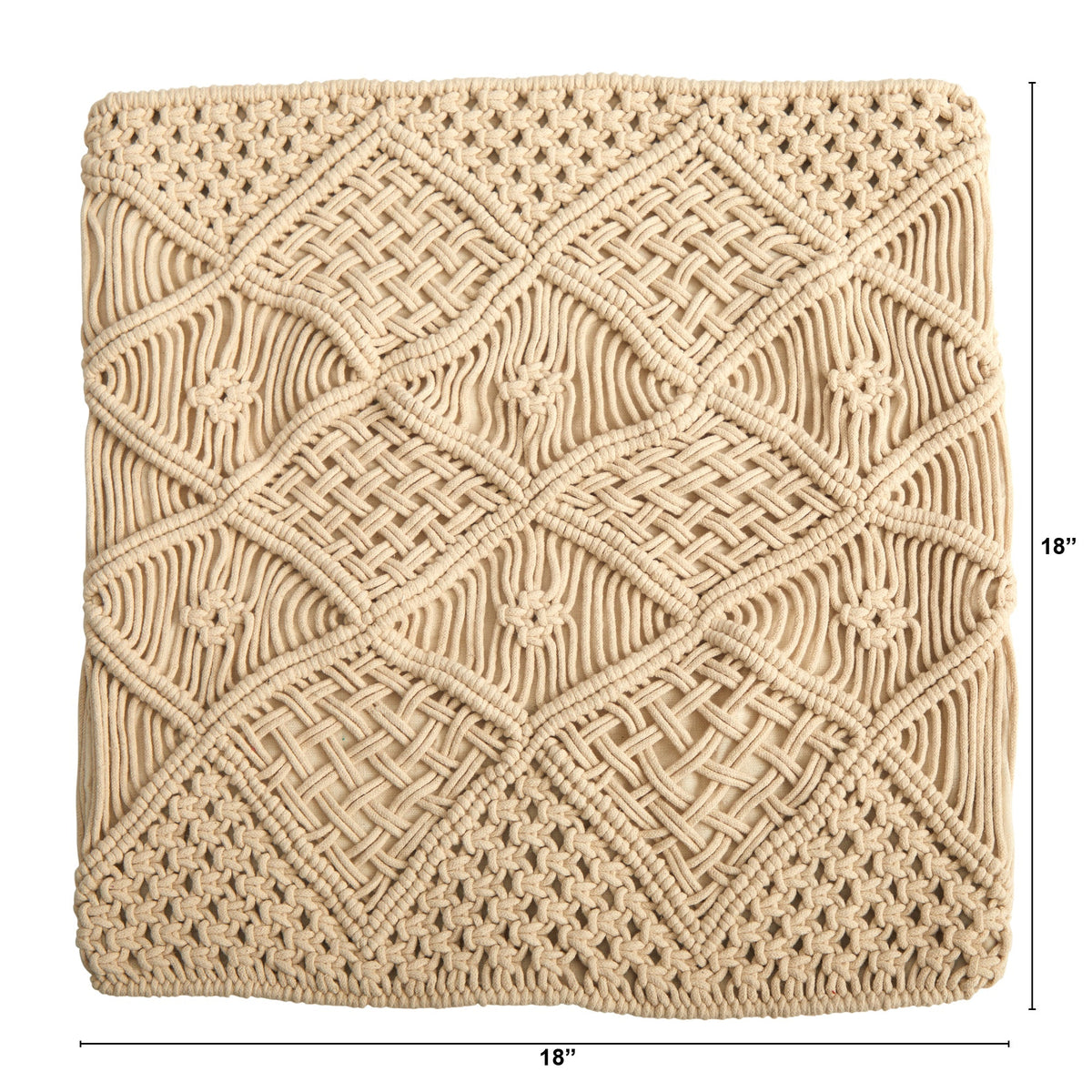 18” Boho Cross Woven Macrame Decorative Pillow Cover, photo 2 of 6