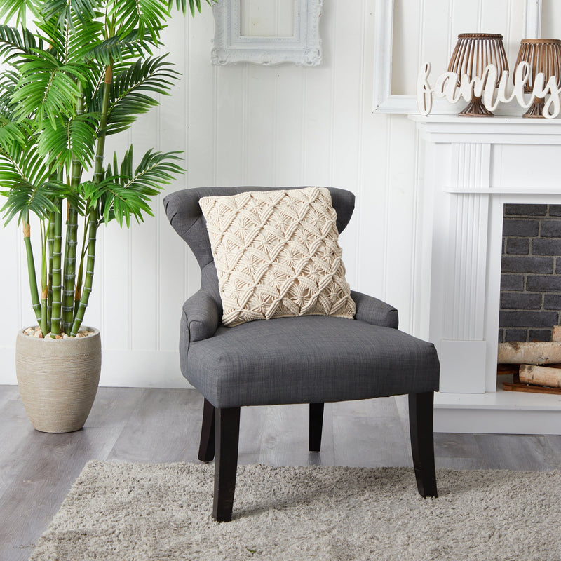 18” Boho Diamond Woven Macrame Decorative Pillow Cover