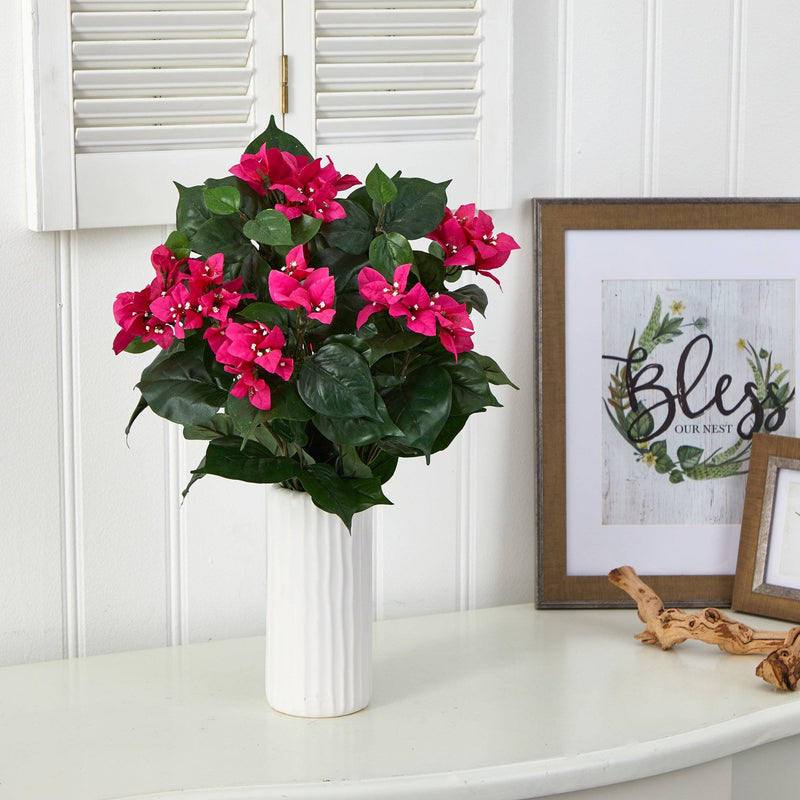 18” Bougainvillea Artificial Plant in White Planter, photo 3 of 3