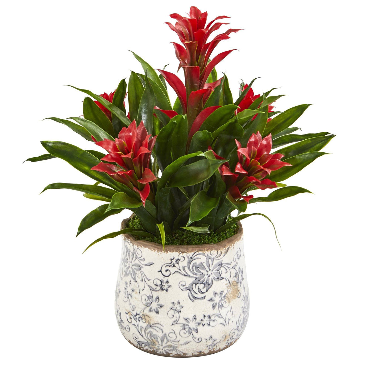 18” Bromeliad Artificial Plant in Floral Vase, photo 3 of 4