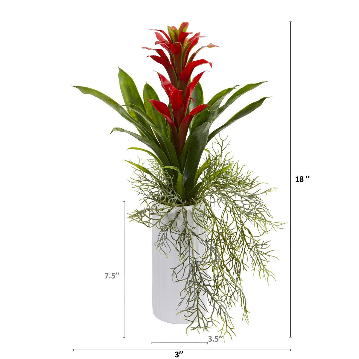 18” Bromeliad Artificial Plant in White Planter, photo 4 of 6