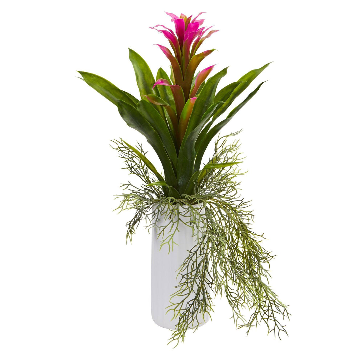 18” Bromeliad Artificial Plant in White Planter, photo 5 of 6
