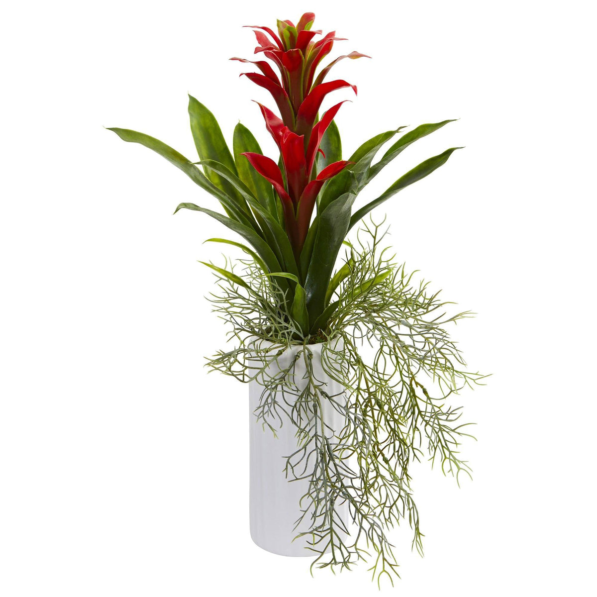 18” Bromeliad Artificial Plant in White Planter, photo 3 of 6