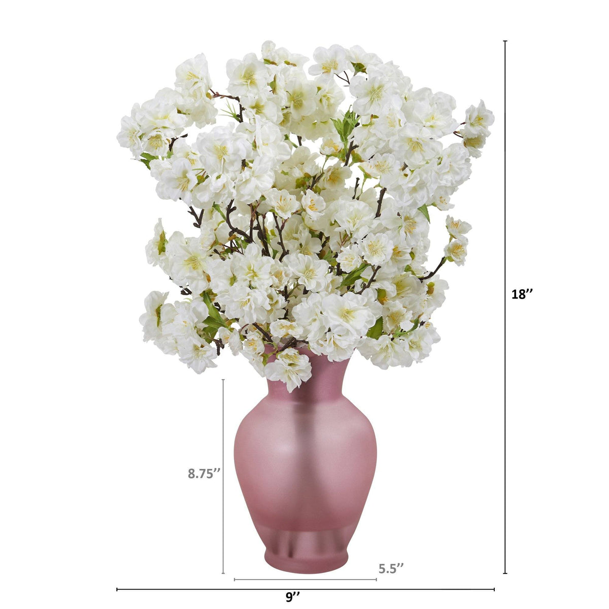 18” Cherry Blossom Arrangement in Rose Colored Vase, photo 2 of 4