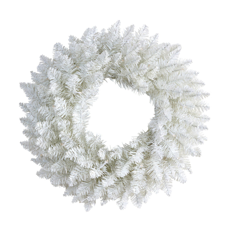 18” Colorado Spruce Artificial Christmas Wreath with 129 Bendable Branches and 20 Warm LED Lights