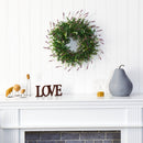 18” Eucalyptus and Lavender Double Ring Artificial Wreath with Twig Base
