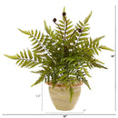18” Fern Artificial Plant in Ceramic Planter