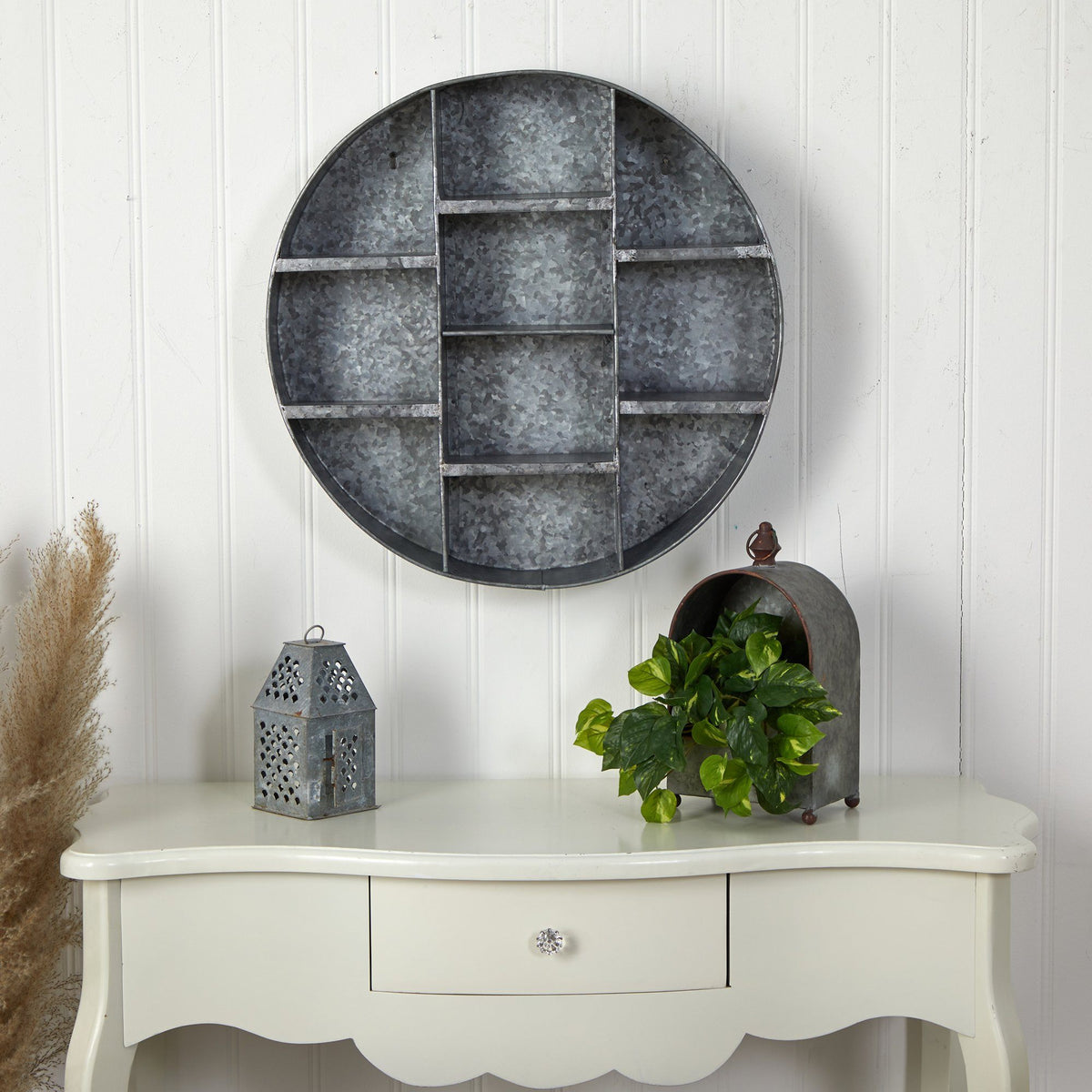 23” Galvanized Round Metal Wall Mounted Shelf System, photo 4 of 4