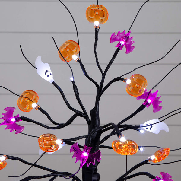18" Pre-Lit Artificial Halloween Ghost, Bats & Pumpkins 24 LED Lighted Ornament Tree, photo 2 of 7