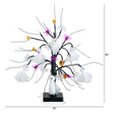 18" Pre-Lit Artificial Halloween Ghost Dolls, Spiders, Bats & Pumpkins 24 LED Lighted Ornament Tree