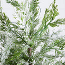 18" Pre-Lit Artificial Mini Snowed Cypress Christmas Tree with 12 LED Lights in  White Ceramic Planter