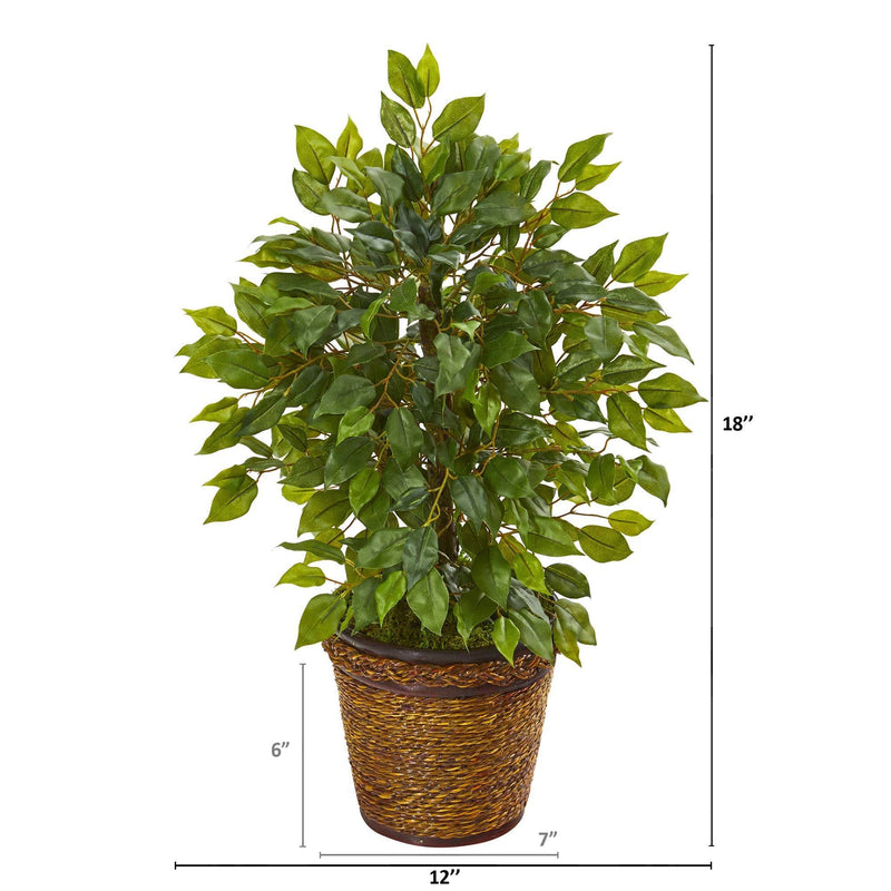18” Mini Ficus Artificial Tree in Basket, photo 2 of 2