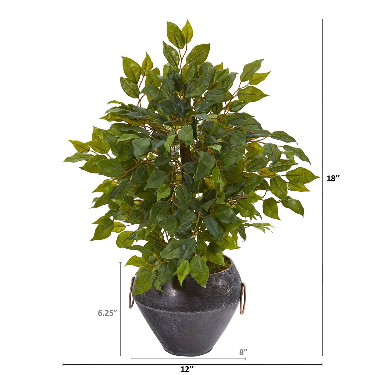 18” Mini Ficus Artificial Tree in Metal Bowl, photo 2 of 2