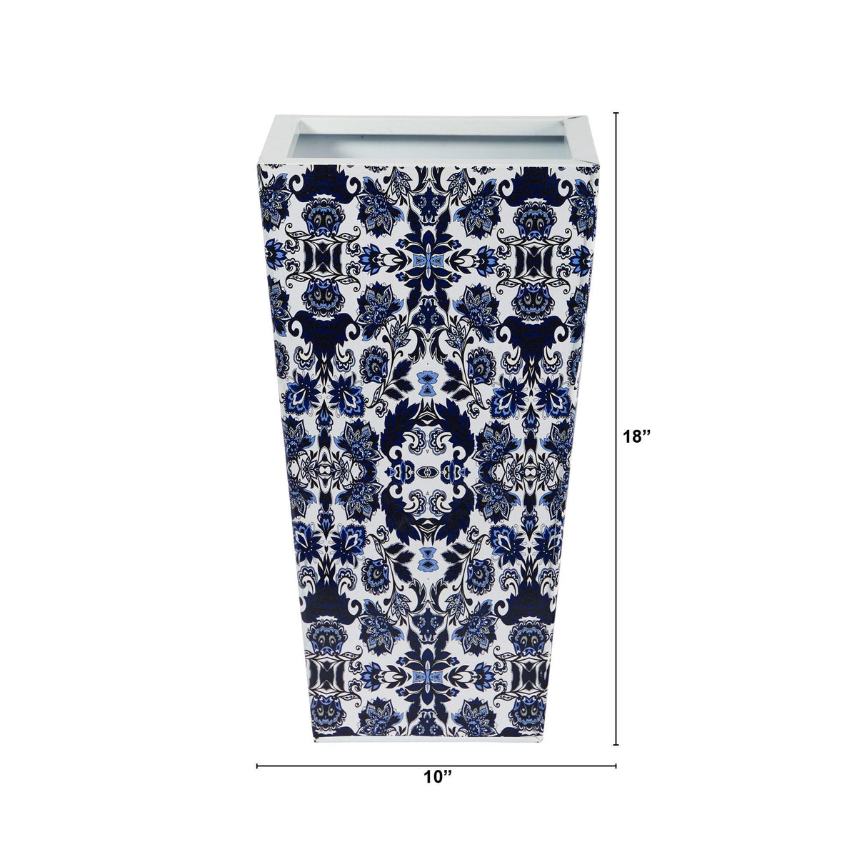 18” Oriental Blue and White Classic Metal Planter, photo 2 of 3