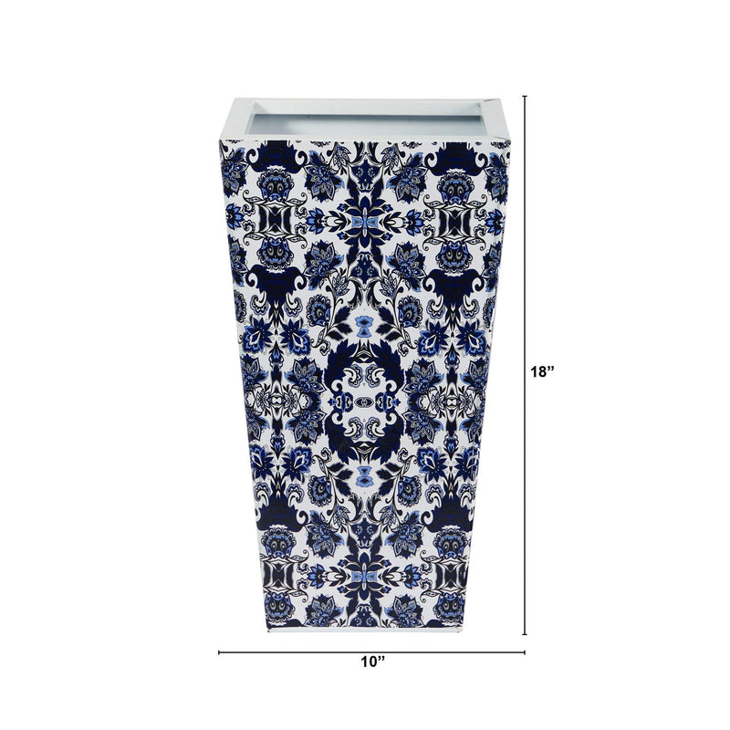 18” Oriental Blue and White Classic Metal Planter, photo 2 of 3