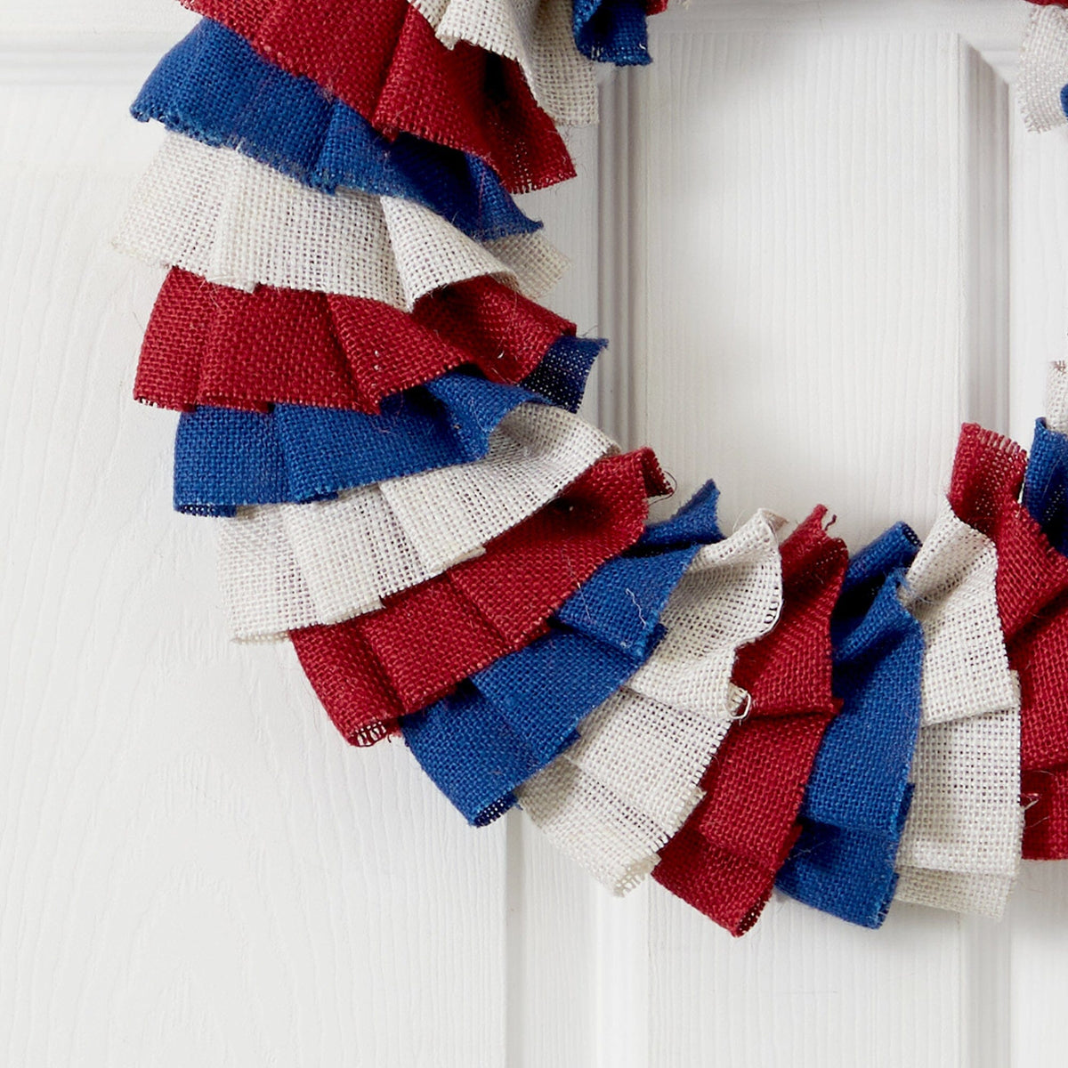18” Red White and Blue “Americana” Burlap Wreath, photo 2 of 4