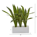 18” Sansevieria Artificial Plant in Glazed White Planter