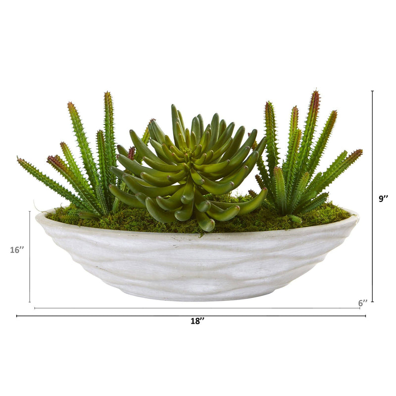 18” Succulent Artificial Plant in Decorative Planter, photo 2 of 3