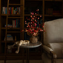 18" Pre-Lit Artificial Valentine's Day Heart & Berry Twig Tree with 30 LED String Lights in Burlap Wrapped Base