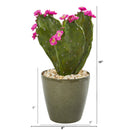 19” Flowering Cactus Artificial Plant in Green Planter