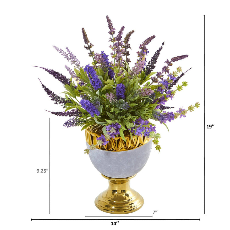 19” Lavender Artificial Arrangement in Decorative Urn