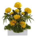 19” Mum and Cyperus Artificial Arrangement in White Vase