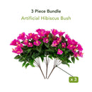 19" UV Resistant Artificial Hibiscus Bush (Indoor/Outdoor) - Set of 3