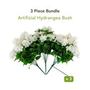 19" UV Resistant Artificial Hydrangea Bush (Indoor/Outdoor) - Set of 3