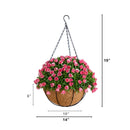 19” UV Resistant Artificial Mini Rose and Aptenia Hanging Basket (Indoor/Outdoor)