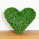 19" UV Resistant Artificial Heart Shaped Grass Pillow Cushion (Indoor/Outdoor)