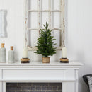 2’ Artificial Christmas Tree with 35 Clear LED Lights in Decorative Basket