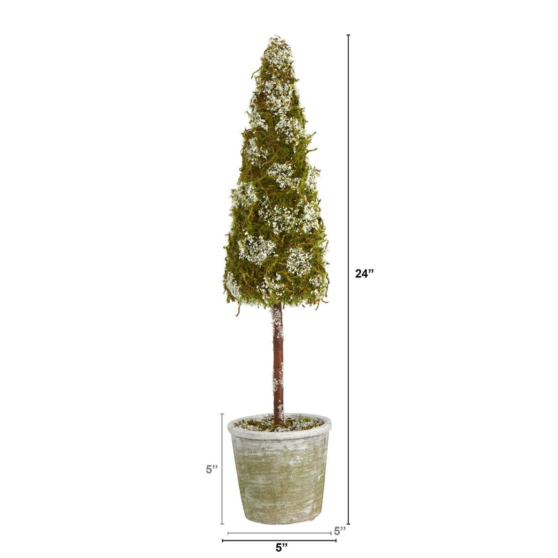 2’ Flocked Moss Artificial Christmas Tree in Decorative Planter, photo 2 of 3